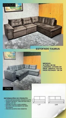 Sofá Retrátil e Reclinável Tamanho 273x205