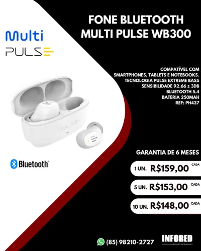 Fone Bluetooth Pulse Multilaser WB300