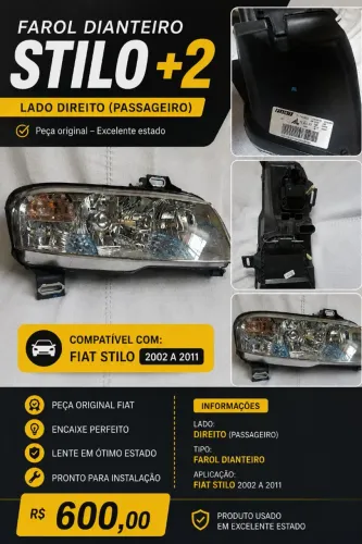 FAROL DIANTEIRO FIAT STILO - ORIGINAL