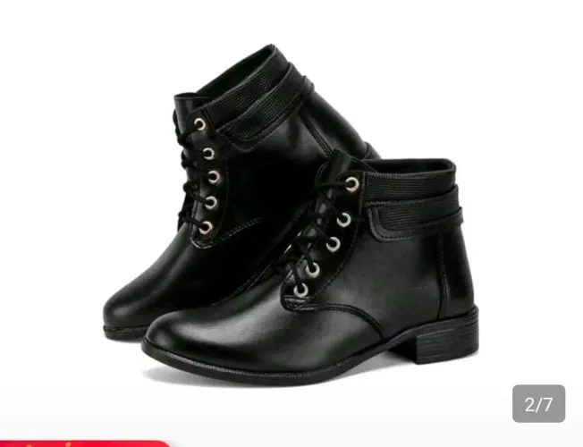 Bota Feminina Tratorada Preto Cano Curto Confortável