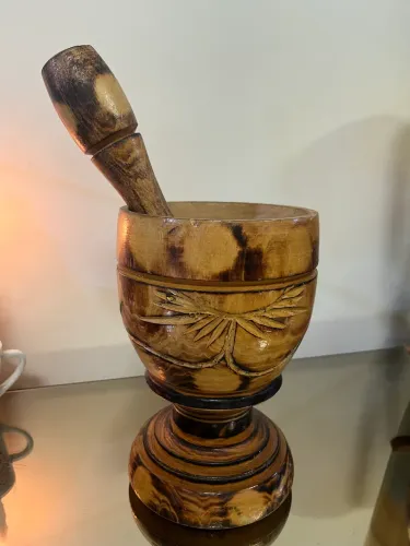 Pilão com socador em madeira para culinária(unidade)