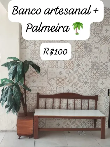 Banco Artesanal + palmeira