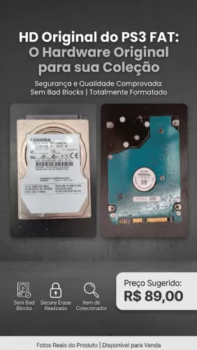 HD Original Toshiba 160GB PS3 Fat - Perfeito para Colecionadores (100% Testado)