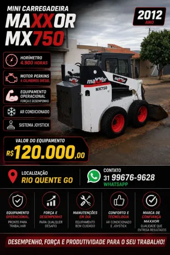 Mini carregadeira Maxxor MX750 cabinada 