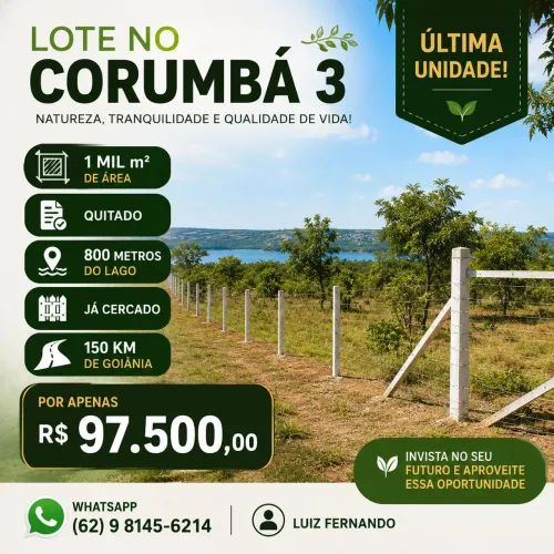 Lote no Corumbá 3| 1Mil m²