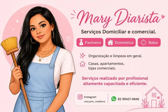 Está precisando de uma babá ou faxineira eu posso te ajudar 