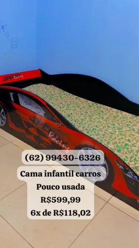 Cama infantil criança carros pouca usada