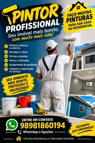 ? PINTOR PROFISSIONAL - FAÇO PINTURA RESIDENCIAL | ORÇAMENTO GRÁTIS!