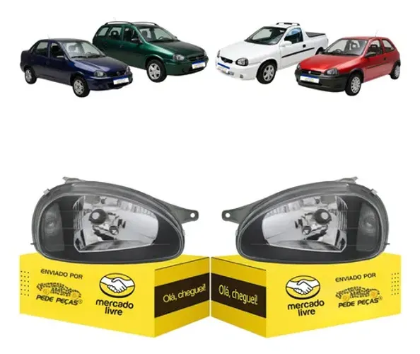 Par Farol Gm Corsa 1996 97 98 99 A 08 09 2010 Máscara Negra Ambos Lados
