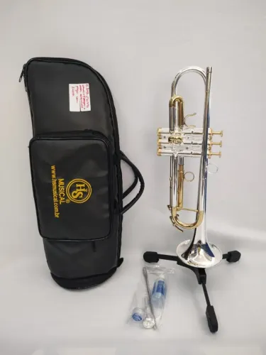Trompete Profissional HS Musical HS1048 Sib - Prata c/ Laqueado - NOVO
