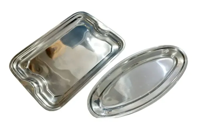 Conjunto de Travessas em Inox: 1 Retangular + 1 Oval (Brilho Impecável)