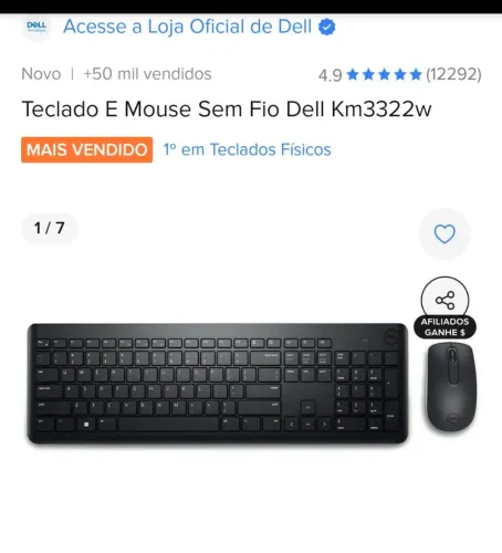 Teclado e mouse Dell 