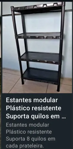 Estantes modular Plástico resistente Suporta até 9 quilos em cada prateleira.