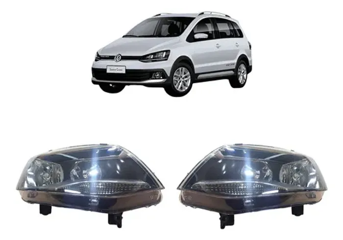 Par Farol Mascara Negra Foco Duplo Fox 2011 A 2015 Ambos Lados