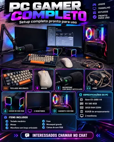 PC GAMER COMPLETO + 2 MONITORES + PERIFÉRICOS