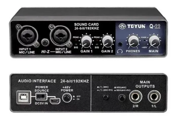 Interface de áudio profissional Q-22 TEYUN A interface de áudio TEYUN Q-22