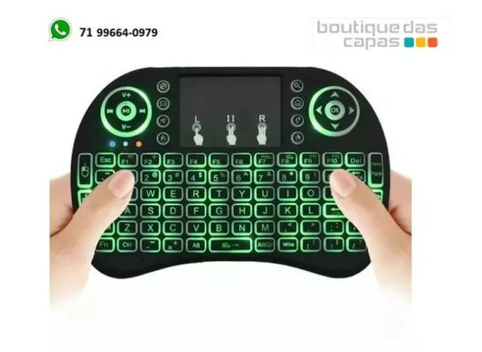 Mini Teclado Sem Fio Para Smart Tv Ht Tv Box netflix pc controle tv - Iluminado