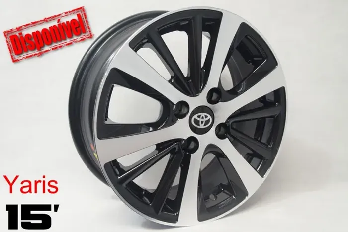 Roda aro 15 Toyota preta com diamantado 4x100 jogo novas