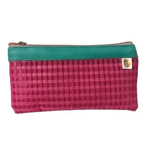 Necessaire estojo multiuso de tela treliça com zíper