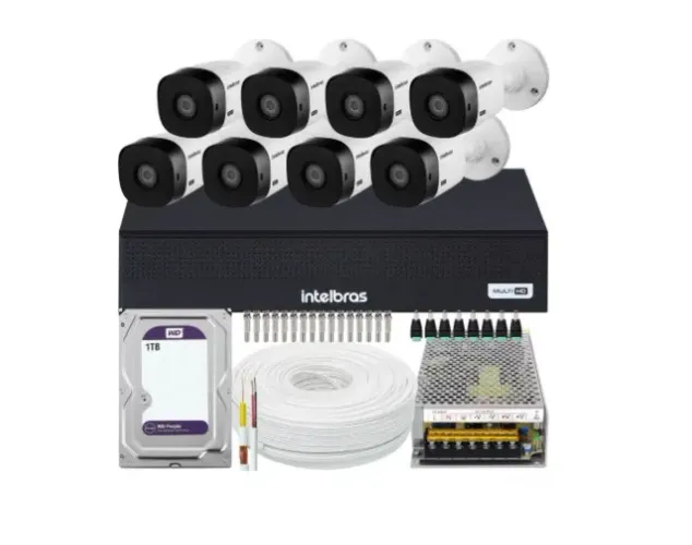 kit 8 cameras instalado com acesso pelo celular em tempo real.