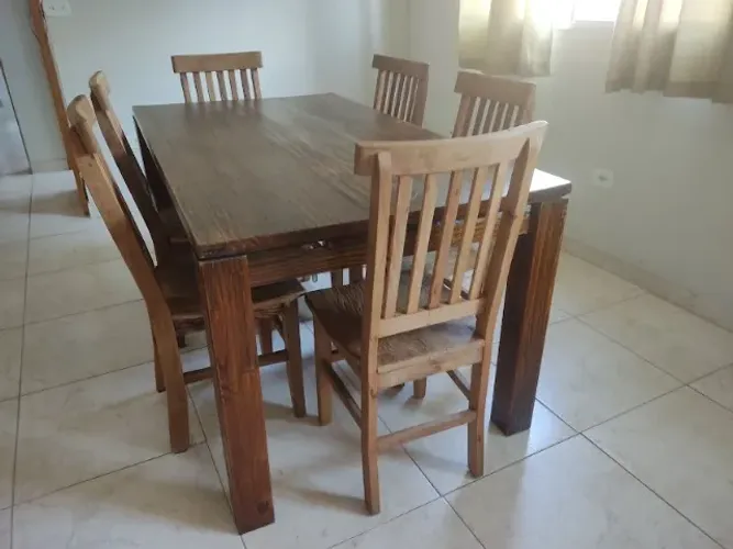 Mesa 6 Cadeiras Peroba Rosa Demolição Rustico Muito Lindo Retangular