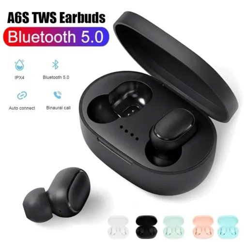 Fones de Ouvido Bluetooth 5.0 A6S TWS com caixa de carregamento - IPX4 - Chamadas Binaural