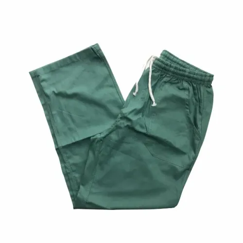 Calça Verde Musgo Em Brim Pesado C/ 4 Bolsos, Cadarço e Elástico 
