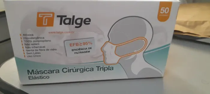 kit com 10 Caixas De Máscara Cirúrgica Tripla Descartável Com Elástico Talge 50un