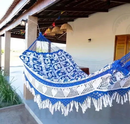Rede de Descanso para Casal Azul com Branco