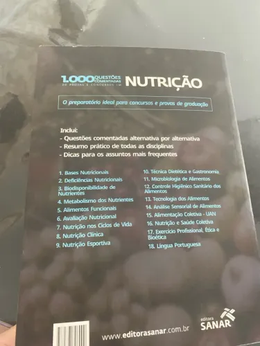 Livro Nutrição - 1000 Questões Comentadas - Sanar