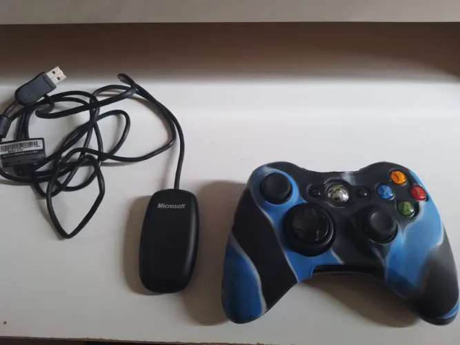 Controle Xbox 360 original + capa + receptor Microsoft 