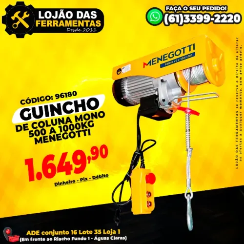 Guincho de Coluna Mono 500 a 1000kg Menegotti