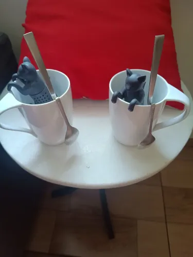 Par de Xícaras de Chá com Infusores de chá gato
