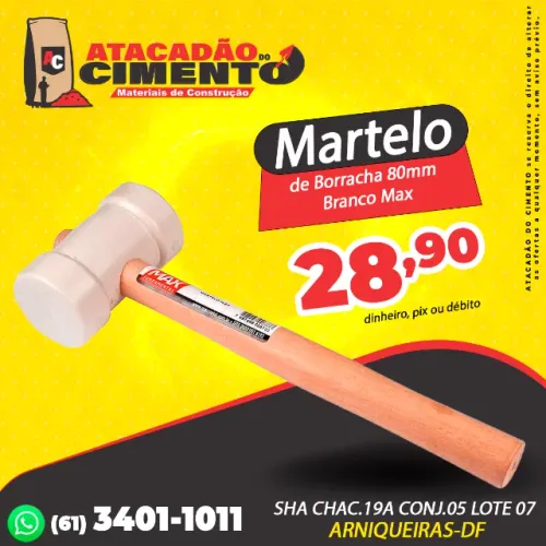 Martelo de Borracha 80mm Branco Max