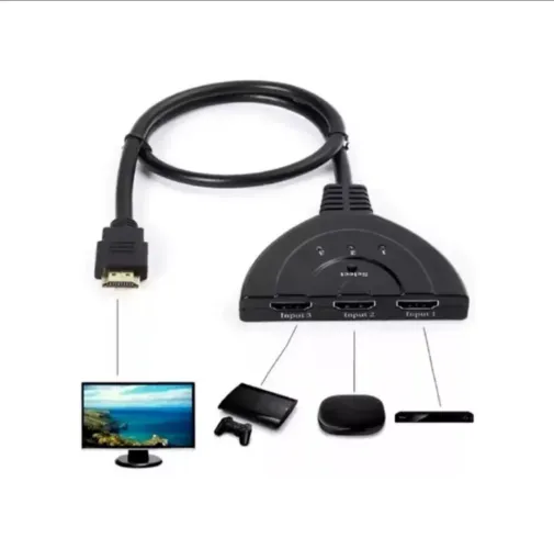Hub Adaptador Hdmi Switch HDTV 3x1 Com 3 Portas 1080p Para Televisão