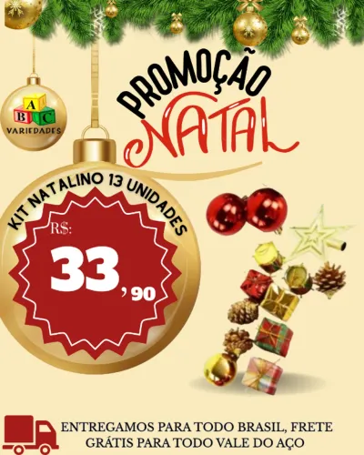 KIT NATALINO PARA ÁRVORE 13 PEÇAS 