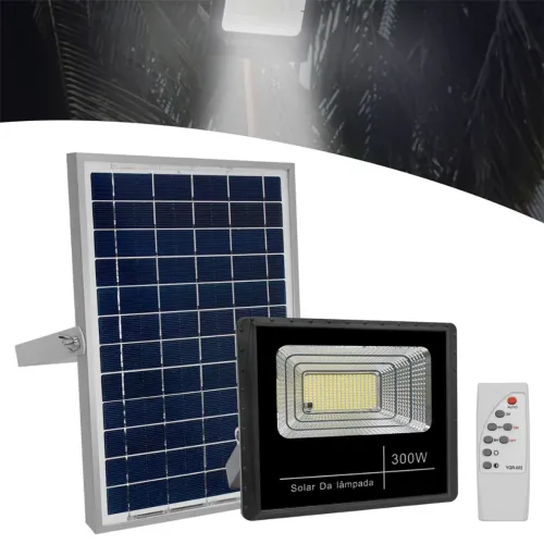 Refletor Solar 300W  led com Painel e Controle Remoto
