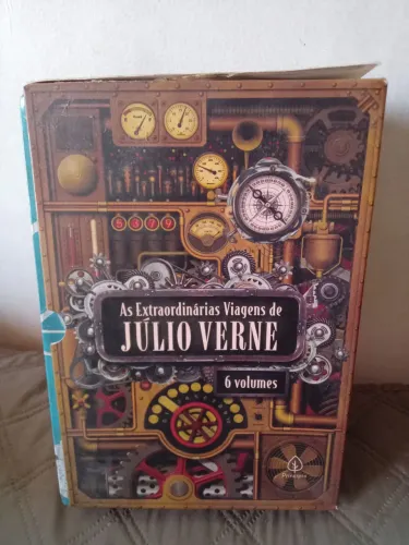 Box 6 livros Júlio Verne Volta Mundo 80 Dias Viagem Terra Lua Ilha 20 mil Léguas Balão