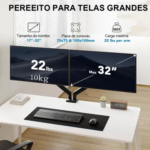 Suporte duplo para monitor articulado