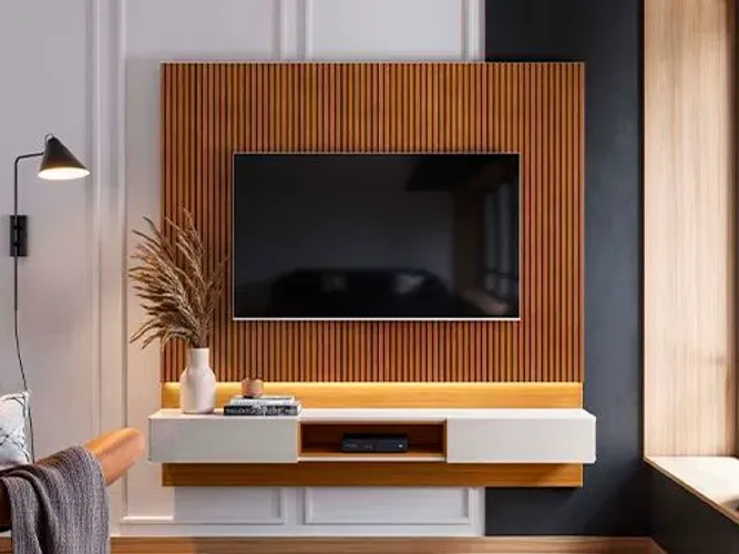 Painel com Ripas 3D para TV 70" com Led
