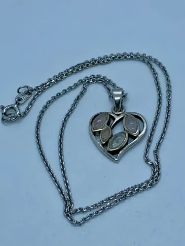 Colar de prata 925 Italy Coração com Pedras Vintage