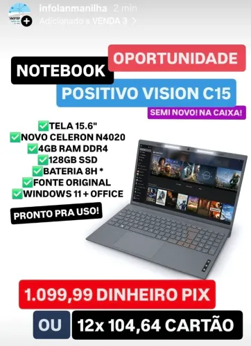 Notebook Positivo Vision C15 Semi novo