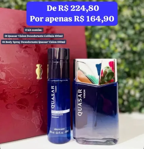 Presente Masculino Quasar Vision. Kit O Boticário. Original e lacrado. Faço entregas.
