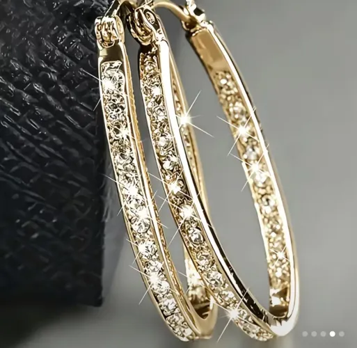 Brincos  Grandes Elegantes | 1 Par, com Detalhes Brilhantes