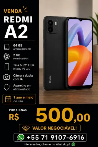 Xiaomi Redmi A2 64GB Preto - Excelente Estado
