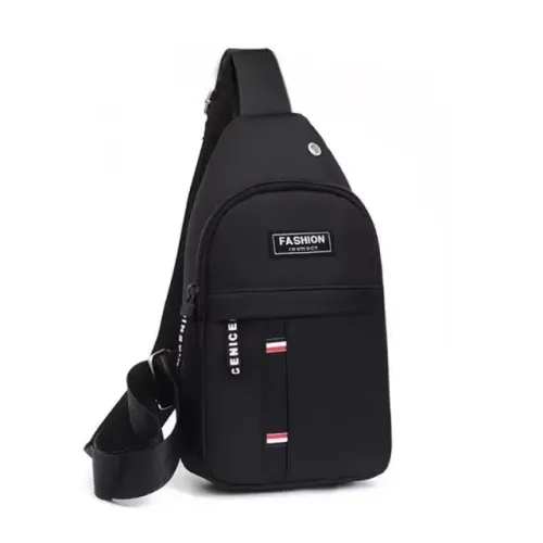 Bolsa transversal preta masculina multifuncional em tecido Oxford, ideal para esportes