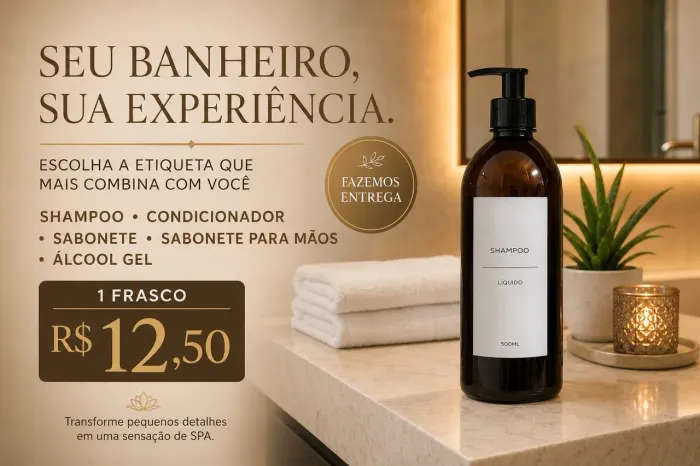 Kit Porta Shampoo Luxo | Organize seu Banheiro com Elegância ou Kit Dispenser Premium.