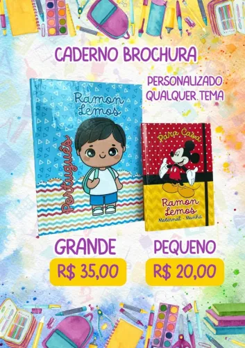 Cadernos de Brochuras PERSONALIZADOS 