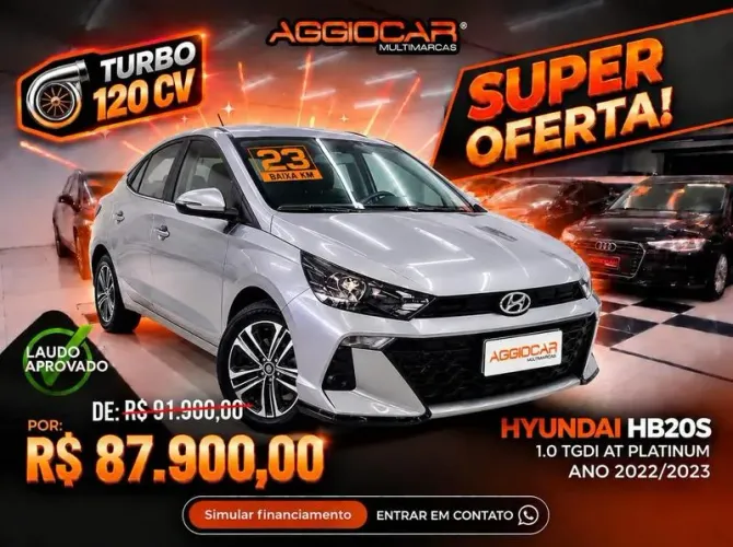 Hyundai HB20S Platinum 1.0 TB Flex 12V MEC 2023