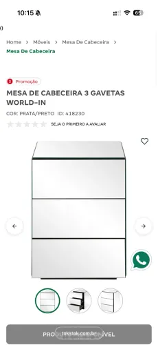 Criado mudo espelhado Tock stok